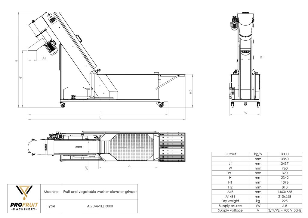 Fruchtblasenwascher-Elevatormühle AQUAMILL