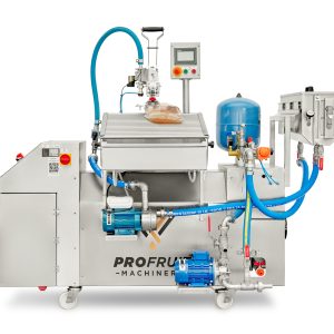 Diesel/Gas-Pasteurisator HEAT 1000 in Kombination mit MINIFLOW-Abfüllanlage und Puffertank – Vorderansicht | ProFruit Machinery