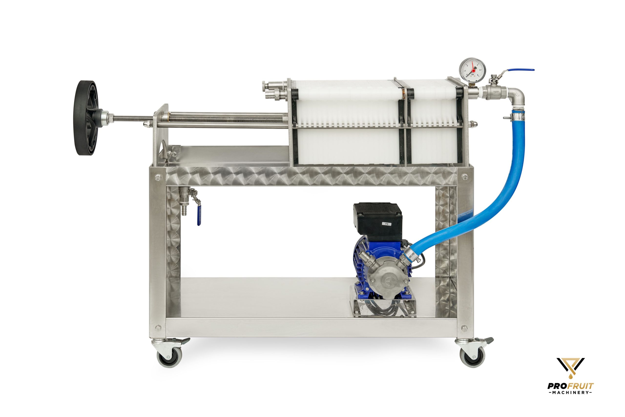 Der Plattenfilter dient zum Filtrieren verschiedener flüssiger Produkte und zum Reduzieren von Rückständen im Inneren.
