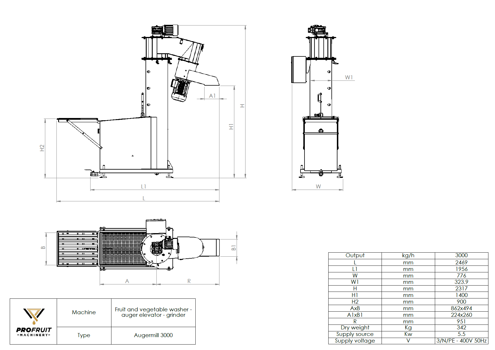 Wasch- und Schneckenmühle für Obst und Gemüse AUGERMILL 3000 - Image 5